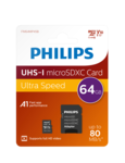 Philips Micro SDHC Memóriakártya 64GB Class 10 UHS-I U1 Adapter