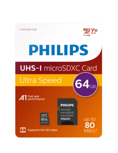 Philips Micro SDHC Memóriakártya 64GB Class 10 UHS-I U1 Adapter